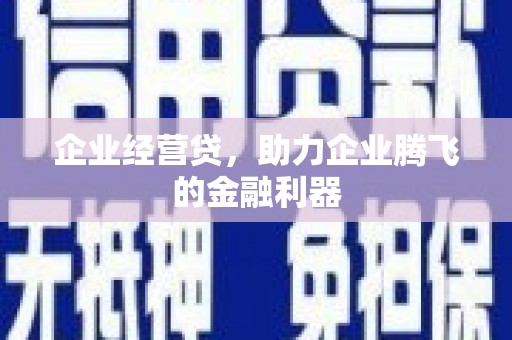 红原企业经营贷，助力企业腾飞的金融利器