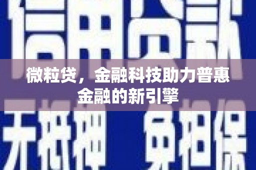 盐田微粒贷，金融科技助力普惠金融的新引擎